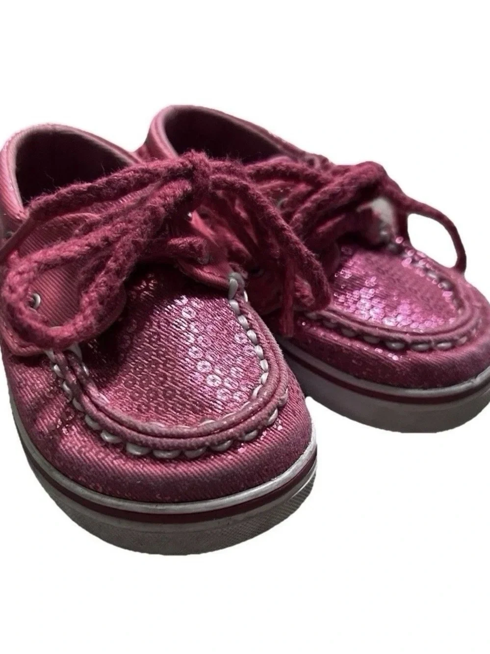 Baby Girl Sperry Hot Pink Sequin Boat Shoes Size 2